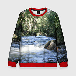 Свитшот детский Течёт река в лесу, цвет: 3D-красный