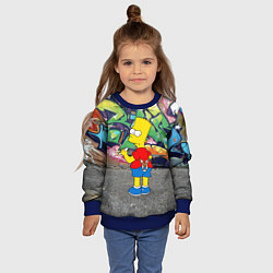 Свитшот детский Хулиган Барт Симпсон на фоне стены с граффити, цвет: 3D-синий — фото 2