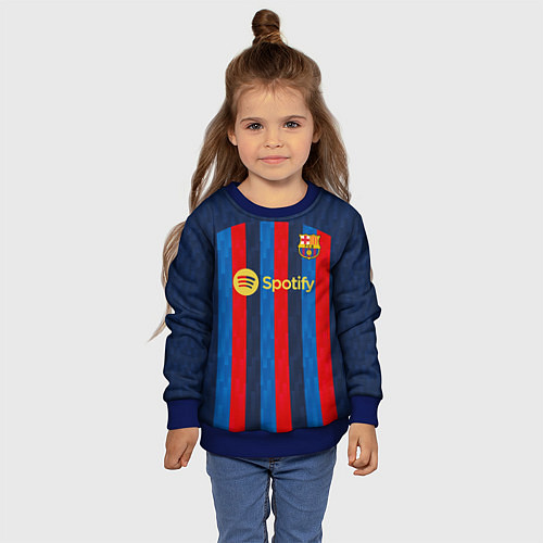 Детский свитшот Левандовский Барселона форма 20222023 / 3D-Синий – фото 4
