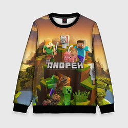 Свитшот детский Андрей Minecraft, цвет: 3D-черный