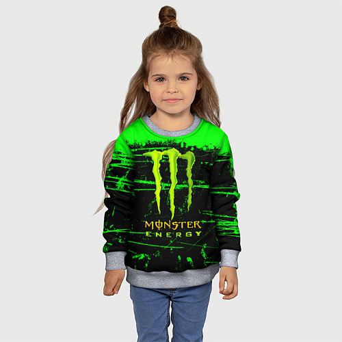 Детский свитшот Monster energy green neon / 3D-Меланж – фото 4