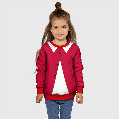 Детский свитшот Новогодний костюм Буратино Красная курточка / 3D-Красный – фото 4