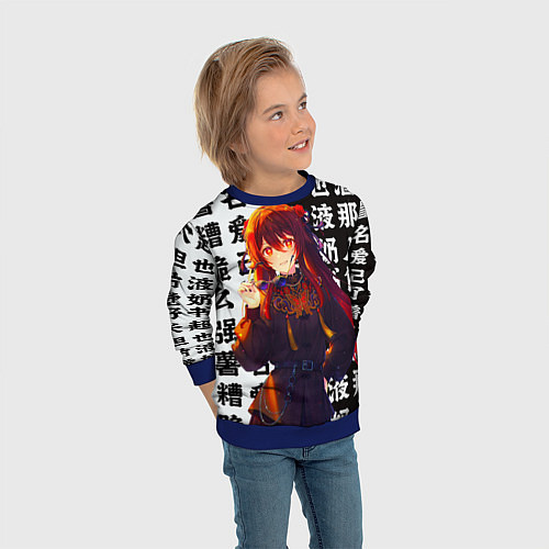 Детский свитшот Genshin impact: Ху Тао модная / 3D-Синий – фото 3