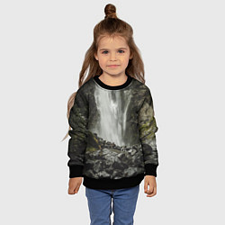 Свитшот детский Водопад между скал, цвет: 3D-черный — фото 2