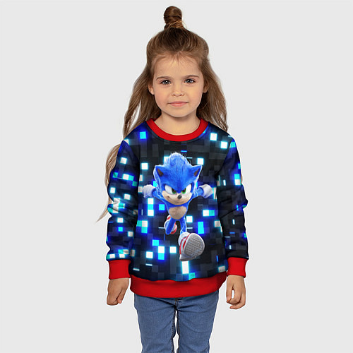 Детский свитшот Sonic neon squares / 3D-Красный – фото 4