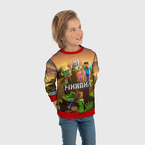 Детский свитшот Михаил Minecraft / 3D-Красный – фото 3