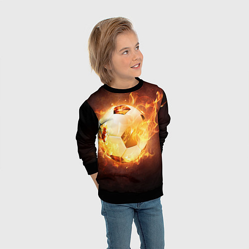 Детский свитшот Футбольный мяч огонь / 3D-Черный – фото 3