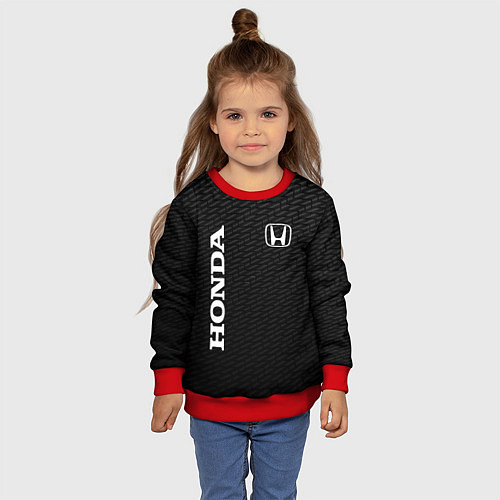 Детский свитшот Honda карбон / 3D-Красный – фото 4