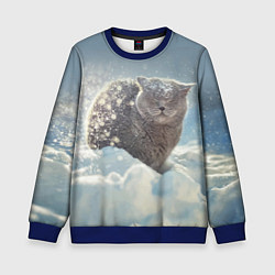 Свитшот детский Кот встречает Новый Год!, цвет: 3D-синий