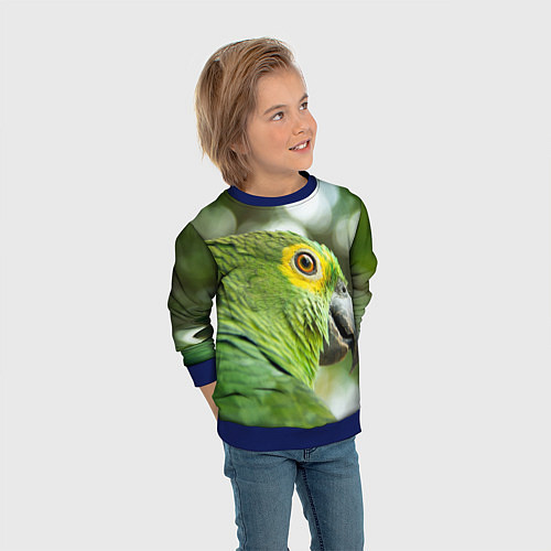 Детский свитшот Попугaй / 3D-Синий – фото 3