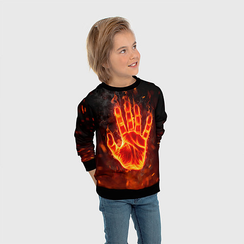 Детский свитшот Рука в огне / 3D-Черный – фото 3