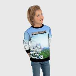 Свитшот детский Зимний пейзаж - Майнкрафт, цвет: 3D-черный — фото 2