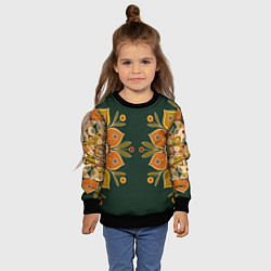 Свитшот детский Мандала Два подсолнуха, цвет: 3D-черный — фото 2