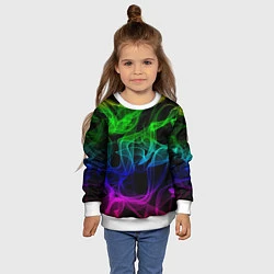 Свитшот детский Разноцветный неоновый дым, цвет: 3D-белый — фото 2