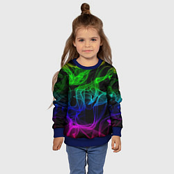 Свитшот детский Разноцветный неоновый дым, цвет: 3D-синий — фото 2
