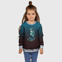 Свитшот детский Девушка в образе санта муэрте с макияжем сахарный, цвет: 3D-меланж — фото 2