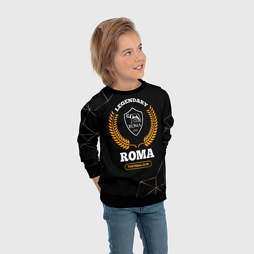 Детский свитшот Лого Roma и надпись legendary football club на тем / 3D-Черный – фото 3