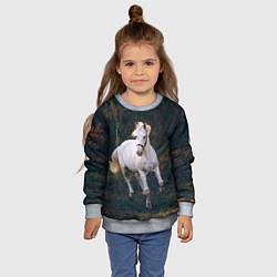 Свитшот детский Скачущая белая лошадь, цвет: 3D-меланж — фото 2