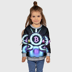 Свитшот детский Неоновый светящийся биткоин, цвет: 3D-меланж — фото 2