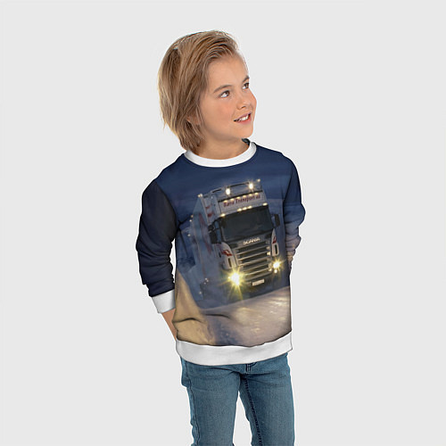 Детский свитшот Для фуры Scania нет преград / 3D-Белый – фото 3