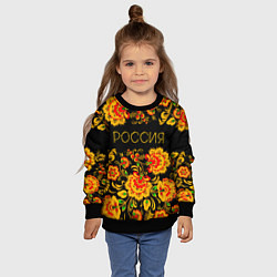Свитшот детский РОССИЯ роспись хохлома, цвет: 3D-черный — фото 2