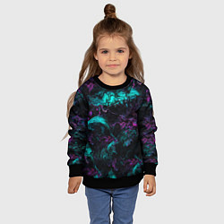 Свитшот детский Неоновые Коралы, цвет: 3D-черный — фото 2