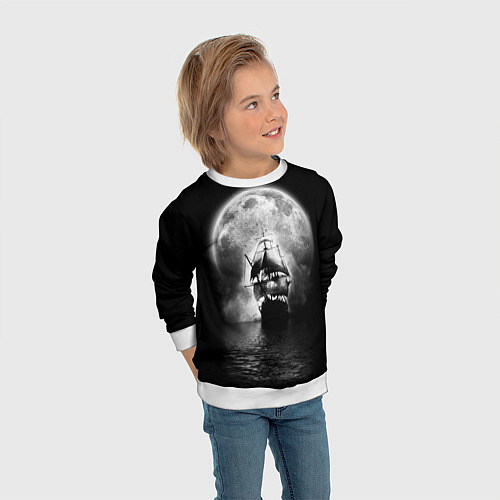 Детский свитшот Корабль в ночи / 3D-Белый – фото 3