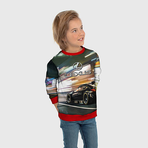 Детский свитшот Lexus - скорость режим / 3D-Красный – фото 3