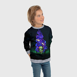 Свитшот детский Зомби - русалка, цвет: 3D-меланж — фото 2