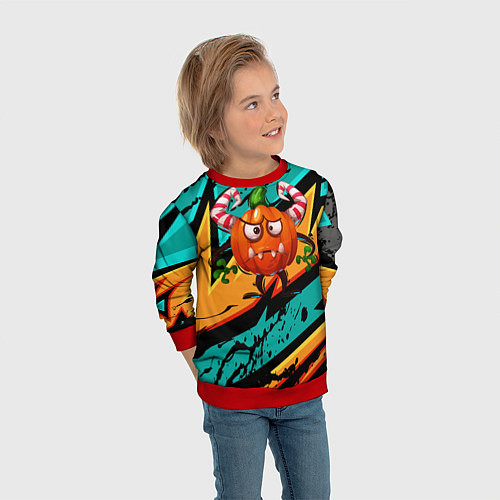 Детский свитшот Злая тыква / 3D-Красный – фото 3