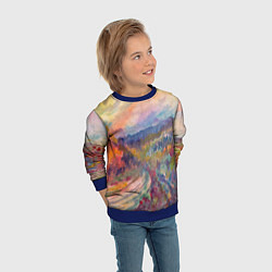 Свитшот детский Осенний пейзаж акварель, цвет: 3D-синий — фото 2