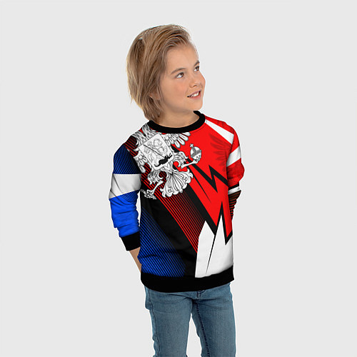 Детский свитшот Герб России - спортивный / 3D-Черный – фото 3