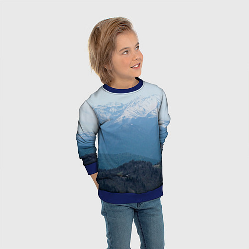 Детский свитшот Кавказские горы / 3D-Синий – фото 3