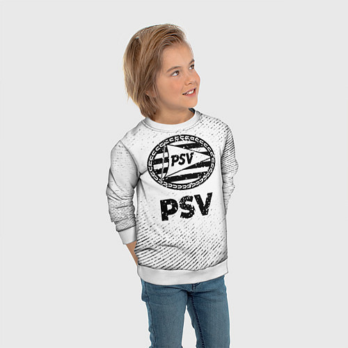 Детский свитшот PSV с потертостями на светлом фоне / 3D-Белый – фото 3