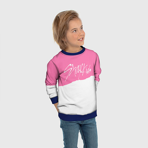 Детский свитшот Stray Kids pink and white / 3D-Синий – фото 3