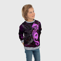 Свитшот детский Неоновый дракон purple dragon, цвет: 3D-меланж — фото 2