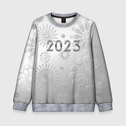 Свитшот детский Новый год 2023 в снежинках, цвет: 3D-меланж