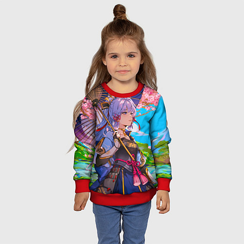 Детский свитшот Аяка с зонтиком / 3D-Красный – фото 4
