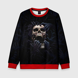 Свитшот детский Hands on skull, цвет: 3D-красный