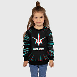 Свитшот детский Символ Code Geass в стиле glitch на темном фоне, цвет: 3D-черный — фото 2