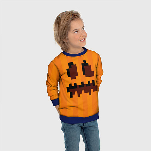 Детский свитшот Тыква - Майнкрафт - Хеллоуин / 3D-Синий – фото 3