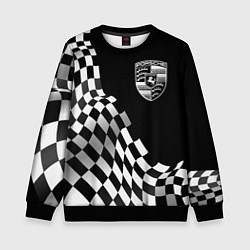 Свитшот детский Porsche racing flag, цвет: 3D-черный