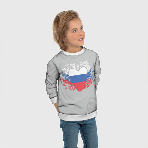 Детский свитшот Россия сердце / 3D-Белый – фото 3