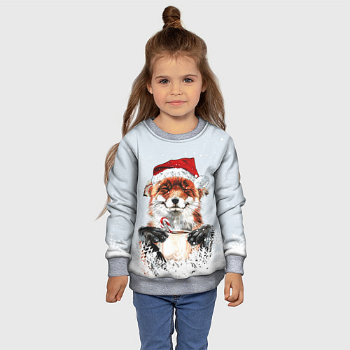 Детский свитшот Merry Christmas foxy / 3D-Меланж – фото 4