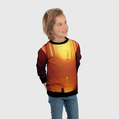 Детский свитшот Темная ведьма колдует в жутком лесу / 3D-Черный – фото 3
