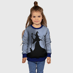 Свитшот детский Halloween - силуэт ведьмы с котом, цвет: 3D-синий — фото 2