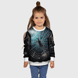 Свитшот детский Halloween - паутина на фоне мрачного неба, цвет: 3D-белый — фото 2