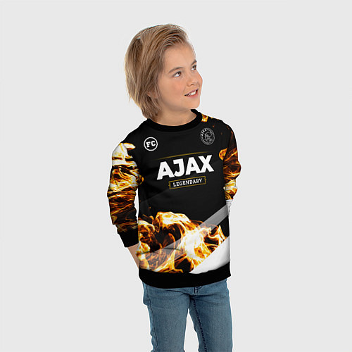 Детский свитшот Ajax legendary sport fire / 3D-Черный – фото 3