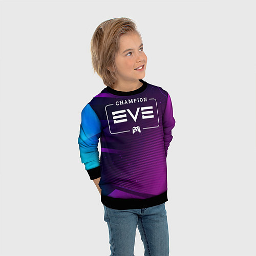 Детский свитшот EVE gaming champion: рамка с лого и джойстиком на / 3D-Черный – фото 3