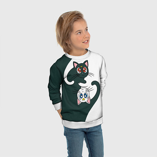 Детский свитшот Луна и Артемис инь-янь / 3D-Белый – фото 3